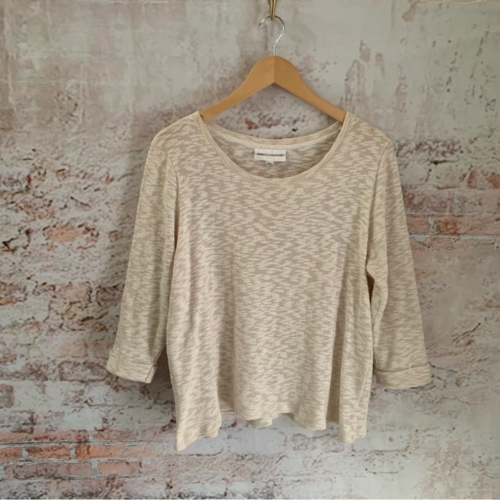 Rebecca Malone Knit Beige 3/4 Sleeve Cream Color